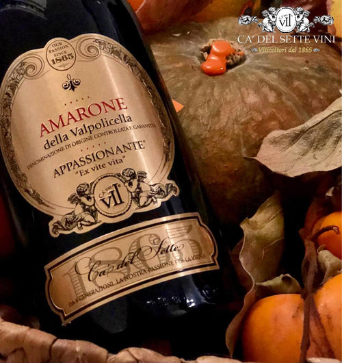 Appassionante Amarone 2018 - Vinho Tinto - Rótulo e detalhes da garrafa de vinho tinto italiano Ca' del Sette