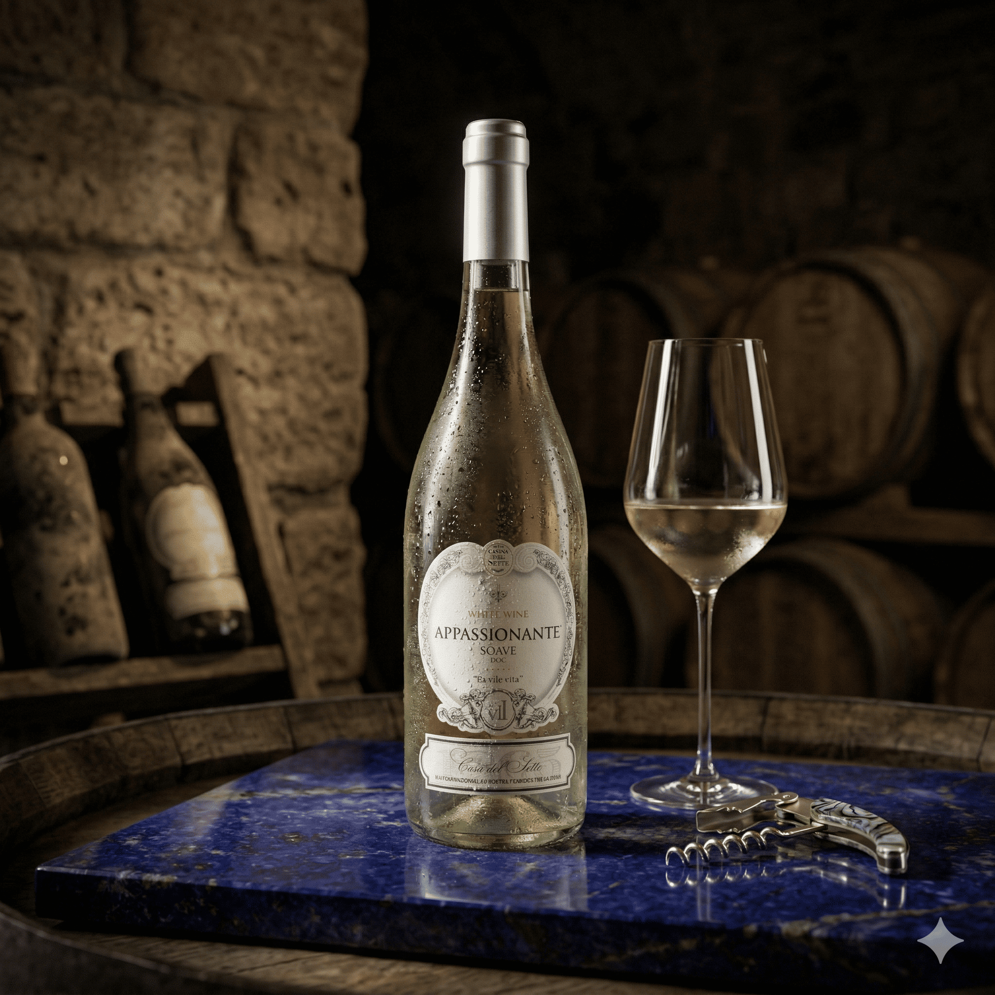 Appassionante Soave 2023 - Vinho Branco - Rótulo e detalhes da garrafa de vinho branco italiano Ca' del Sette