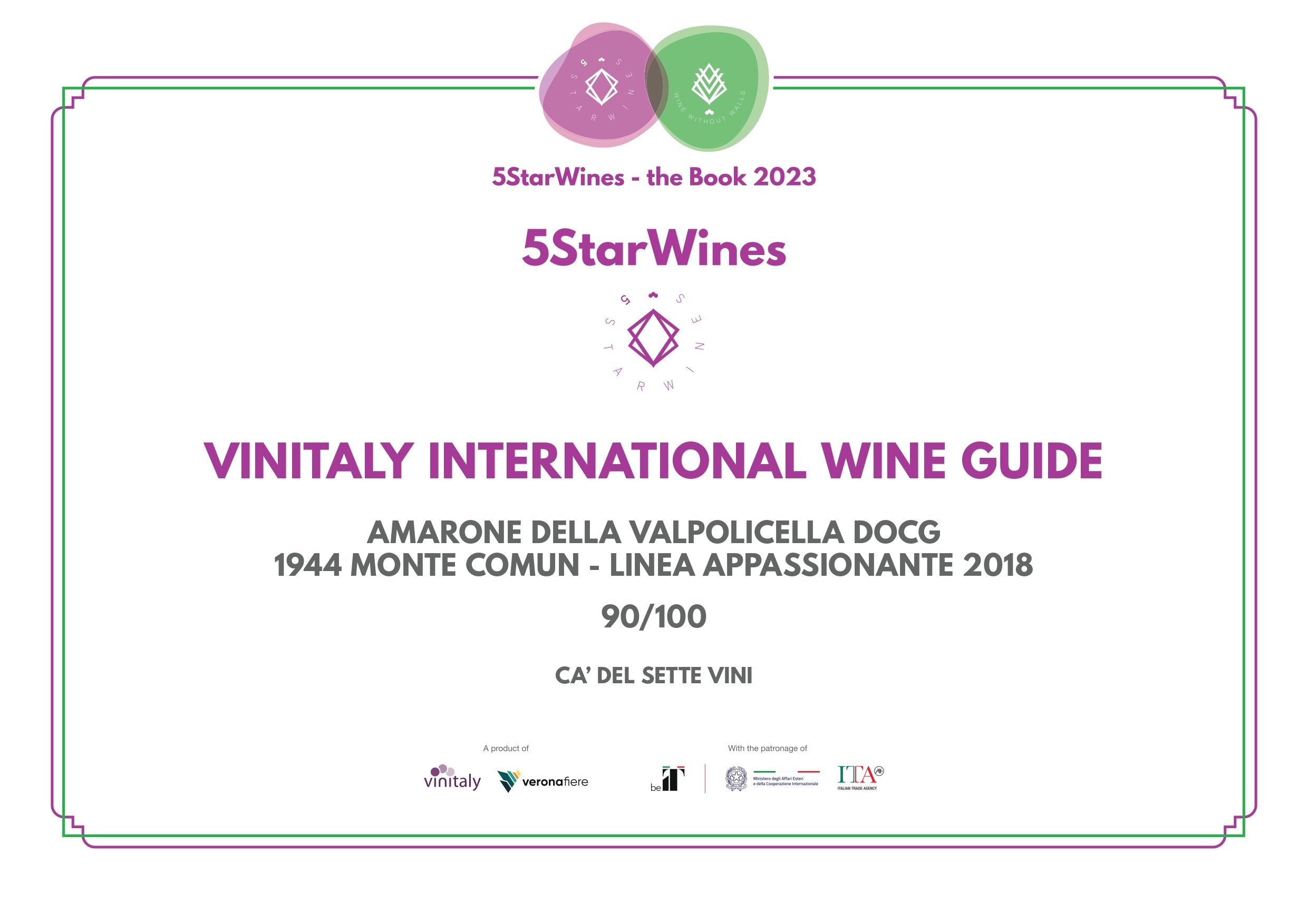 Appassionante Amarone 2018 - Vinho Tinto - Detalhe do selo e contrarrótulo do vinho tinto italiano